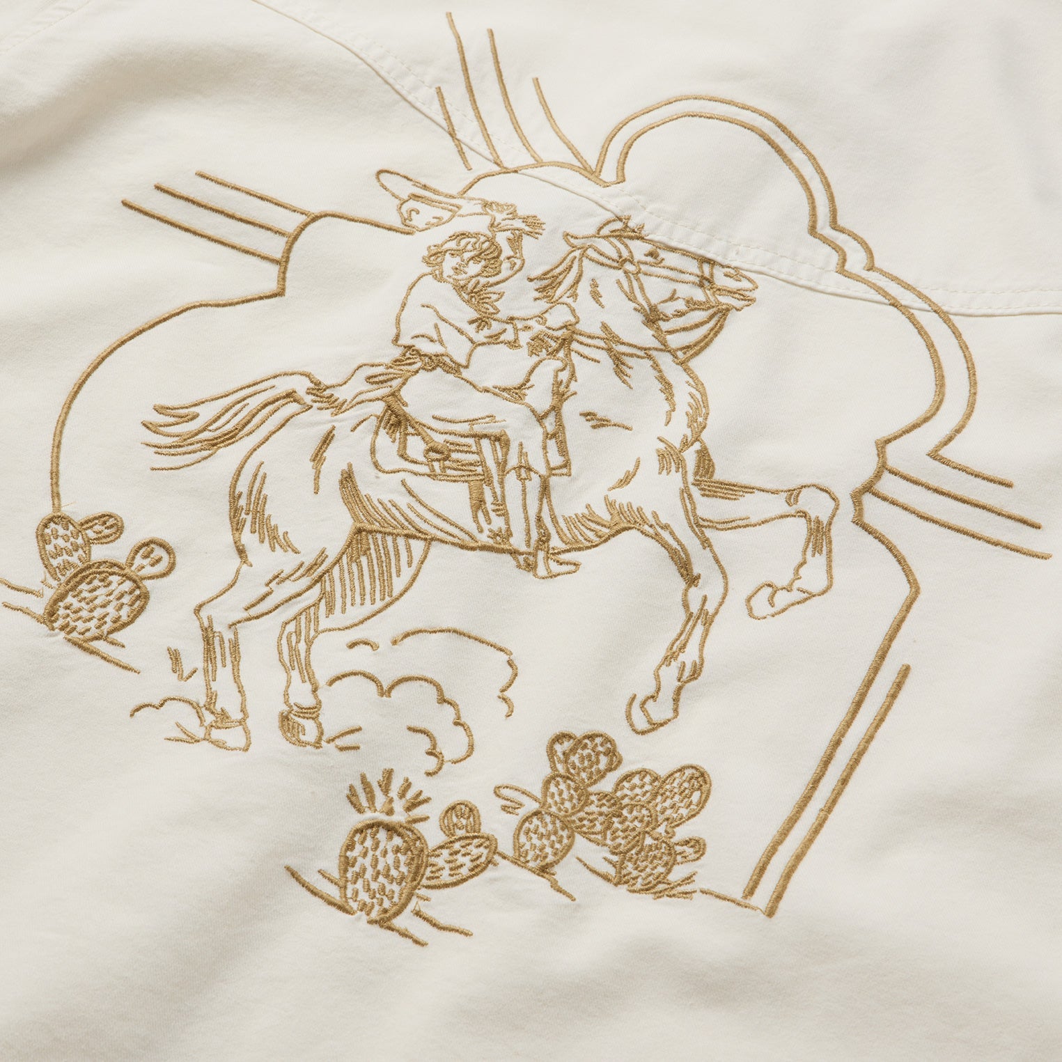 Embroidered Cream Denim Cropped Shirt White | Stetson