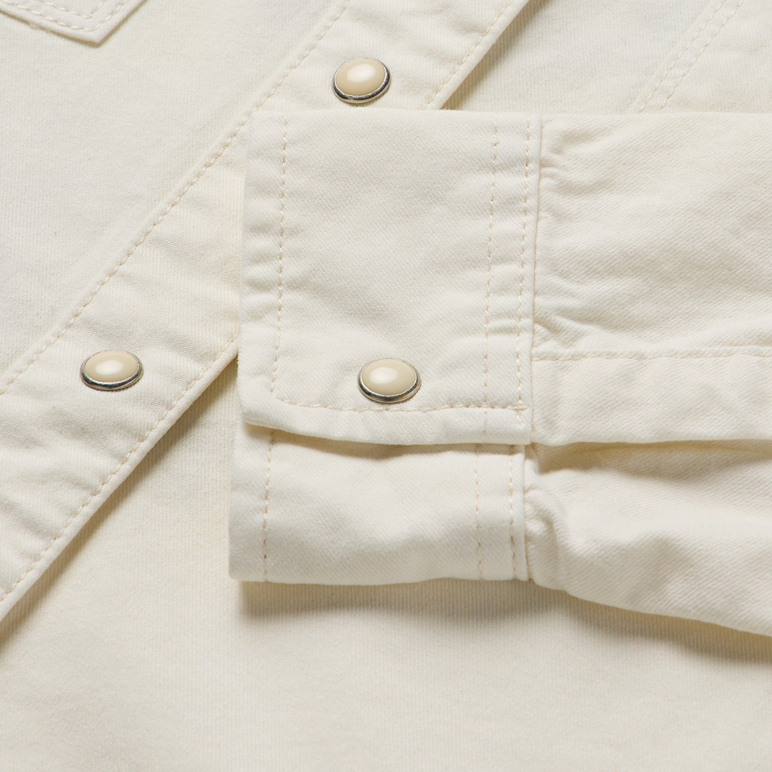 Embroidered Cream Denim Cropped Shirt White | Stetson