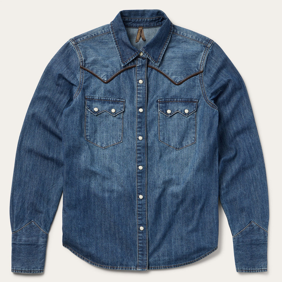 Piped Dark Denim Western Shirt Blue | Stetson