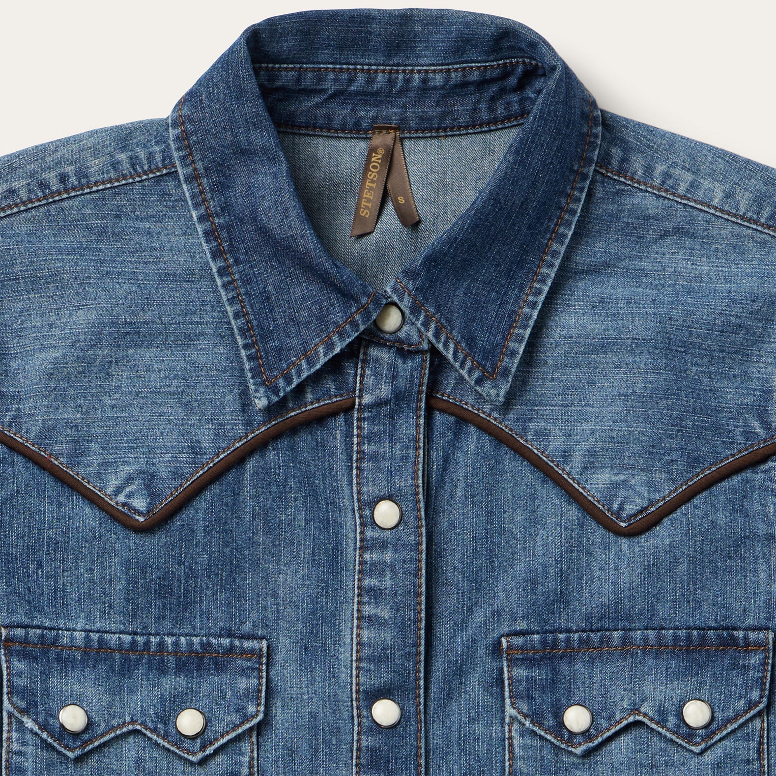 Piped Dark Denim Western Shirt Blue | Stetson