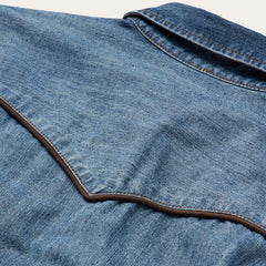 Piped Dark Denim Western Shirt Blue | Stetson