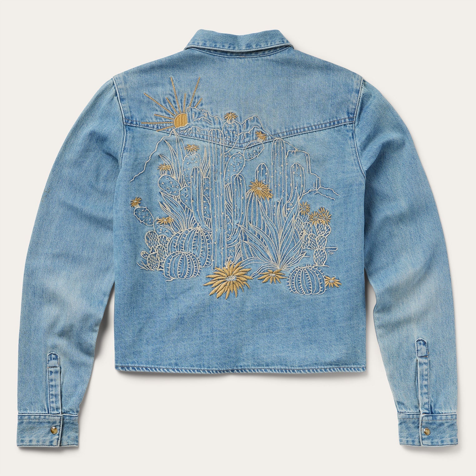 Embroidered Denim Cropped Shirt Blue | Stetson