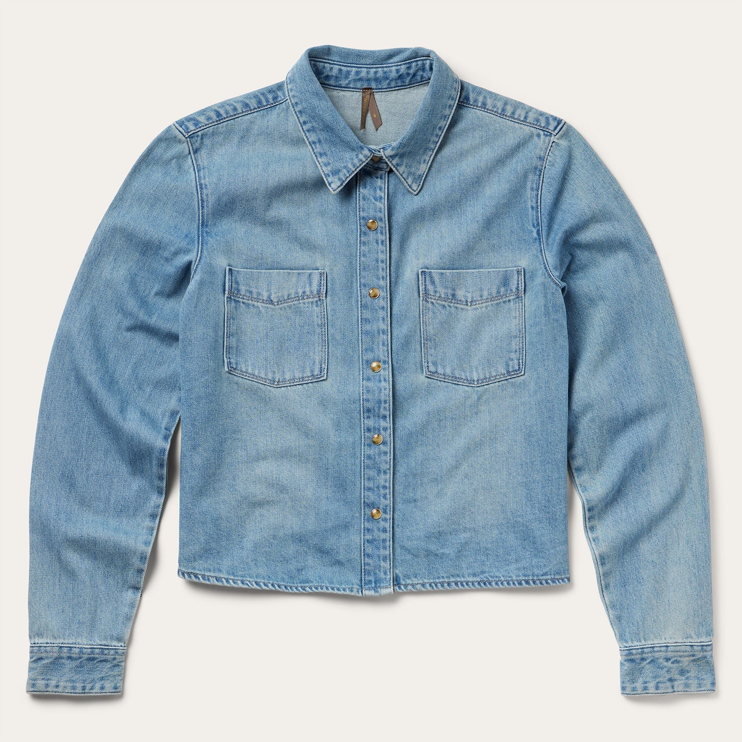 Embroidered Denim Cropped Shirt Blue | Stetson