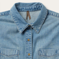 Embroidered Denim Cropped Shirt Blue | Stetson