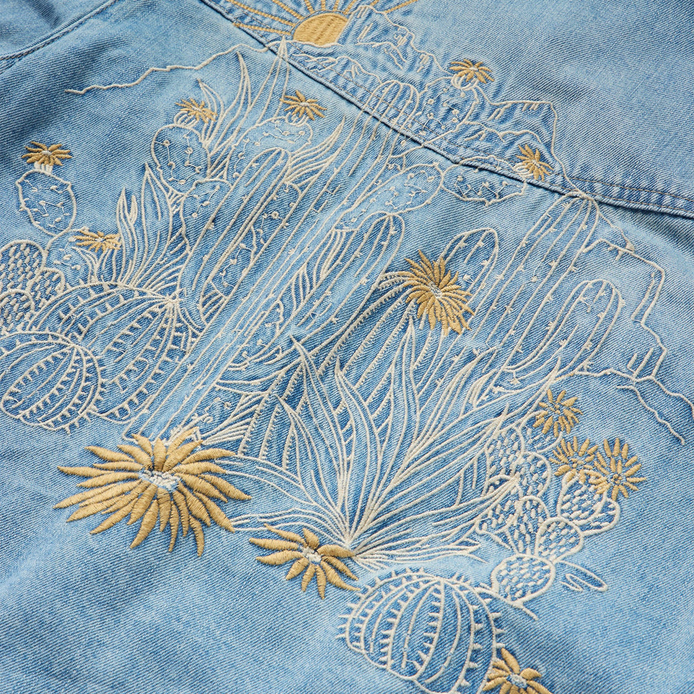 Embroidered Denim Cropped Shirt Blue | Stetson