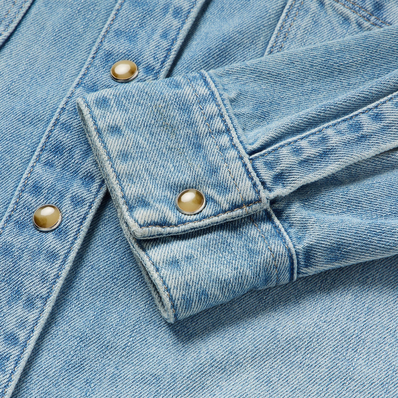 Embroidered Denim Cropped Shirt Blue | Stetson