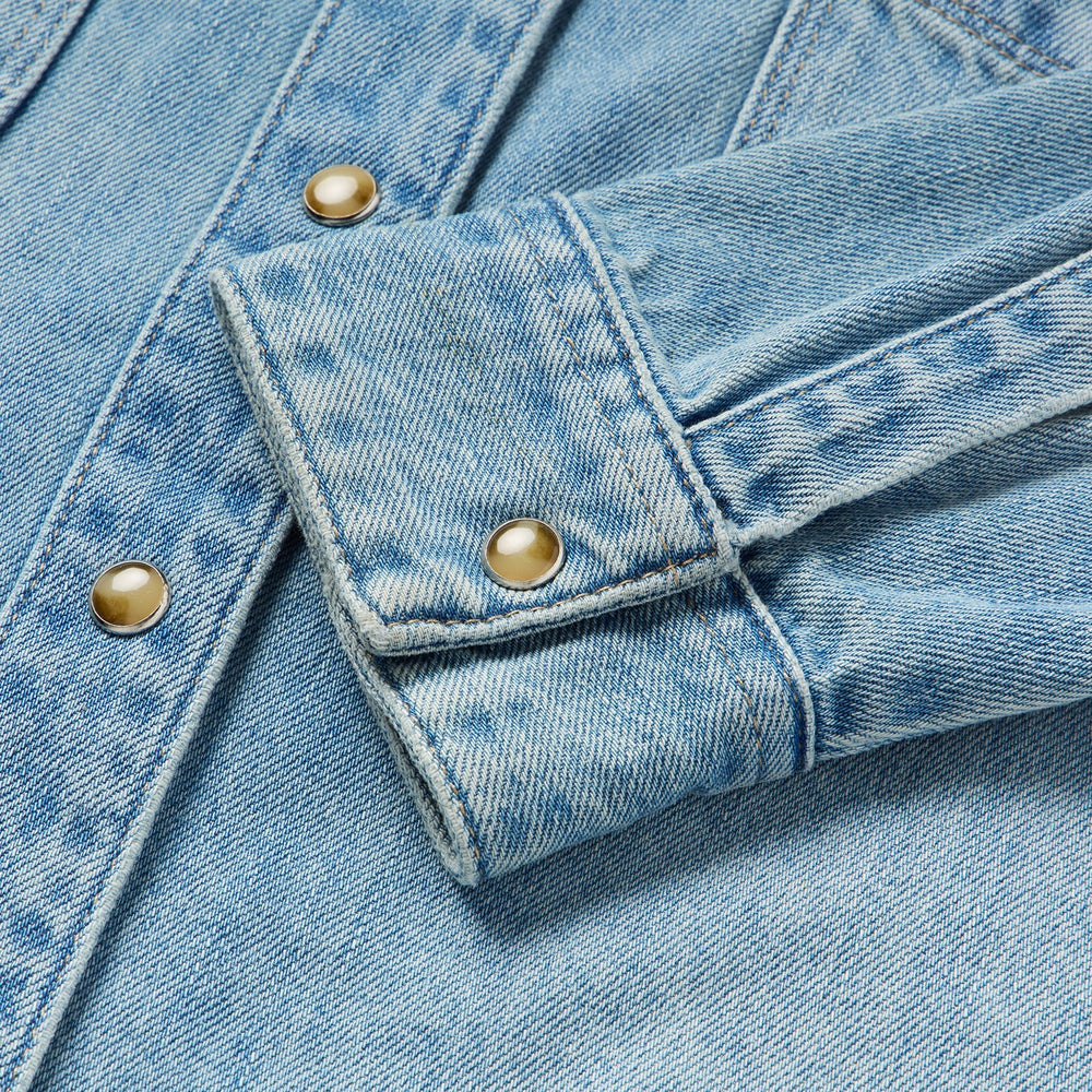 Embroidered Denim Cropped Shirt Blue | Stetson