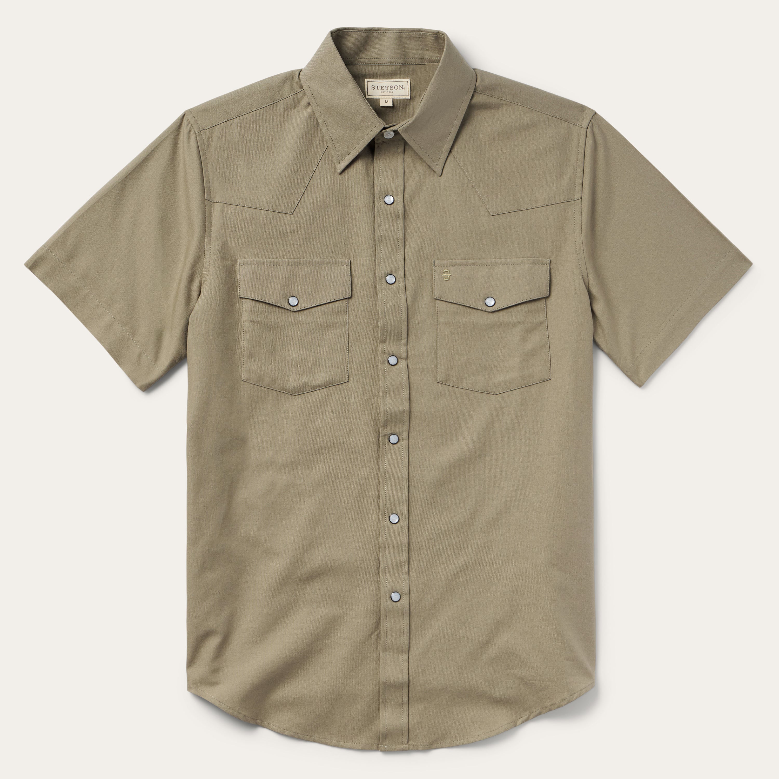 Olive Oxford Short Sleeve Western Shirt Olive | Stetson