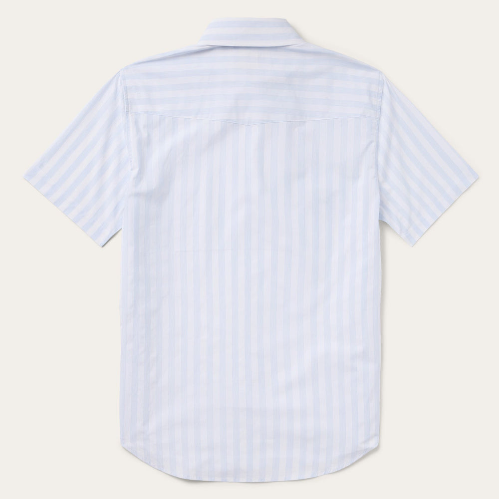 Stripe Oxford Short Sleeve Western Shirt White W/ Blue Stripe | Stetson