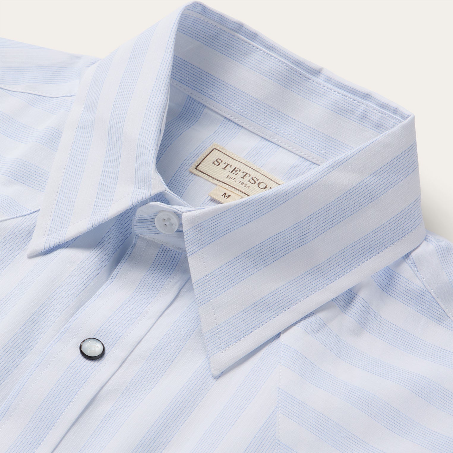 Stripe Oxford Short Sleeve Western Shirt White W/ Blue Stripe | Stetson