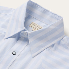 Stripe Oxford Short Sleeve Western Shirt White W/ Blue Stripe | Stetson