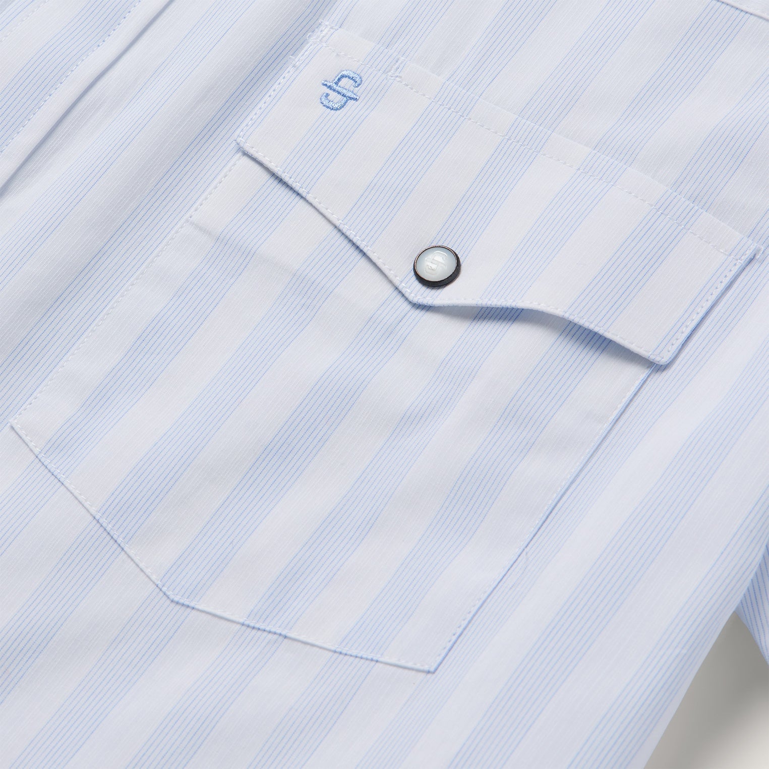 Stripe Oxford Short Sleeve Western Shirt White W/ Blue Stripe | Stetson