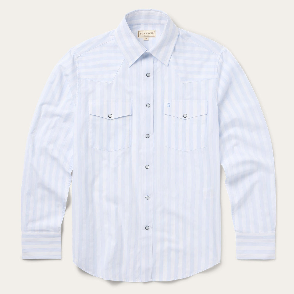 Stripe Oxford Western Shirt White W/ Blue Stripe | Stetson
