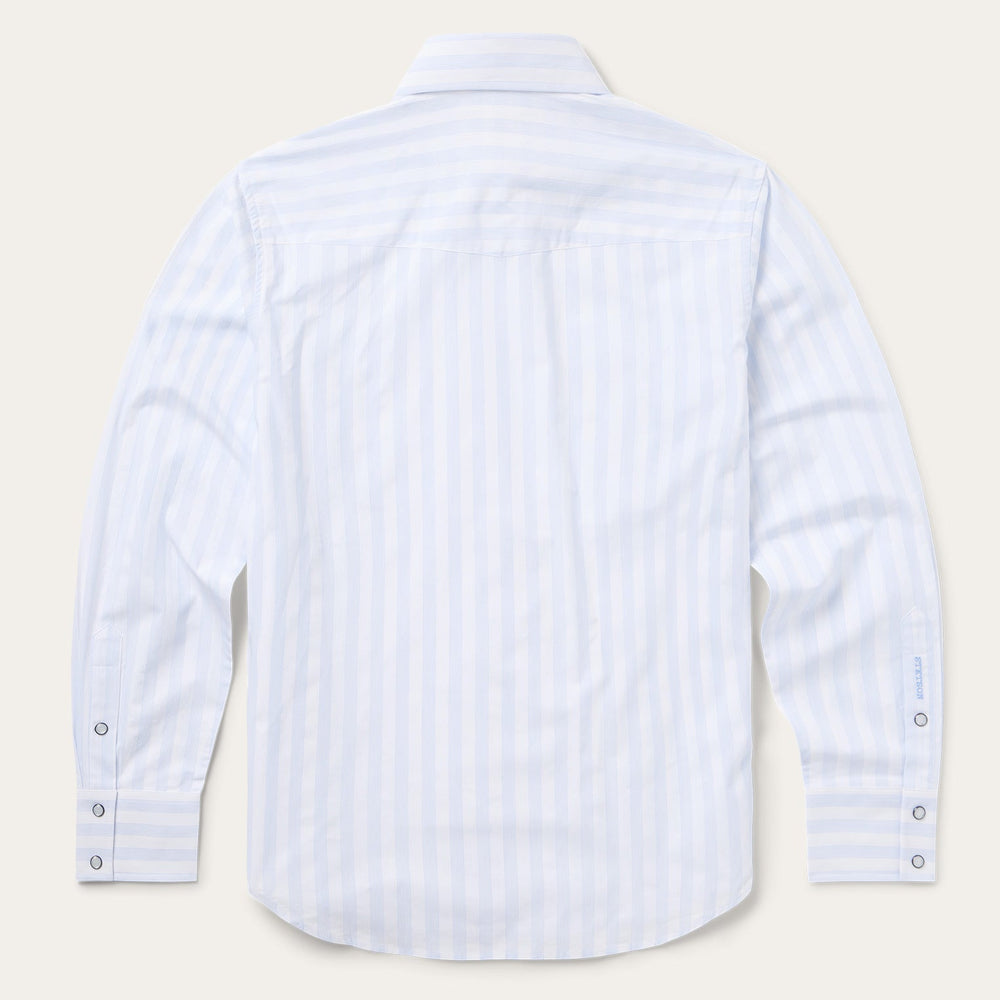 Stripe Oxford Western Shirt White W/ Blue Stripe | Stetson