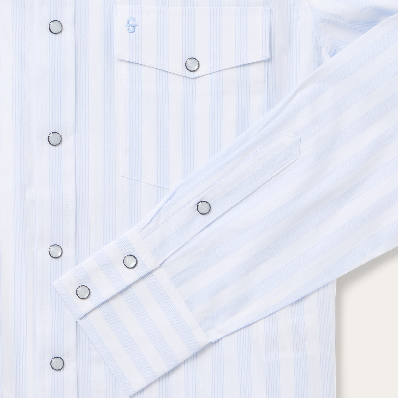 Stripe Oxford Western Shirt White W/ Blue Stripe | Stetson