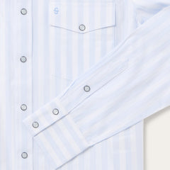 Stripe Oxford Western Shirt White W/ Blue Stripe | Stetson