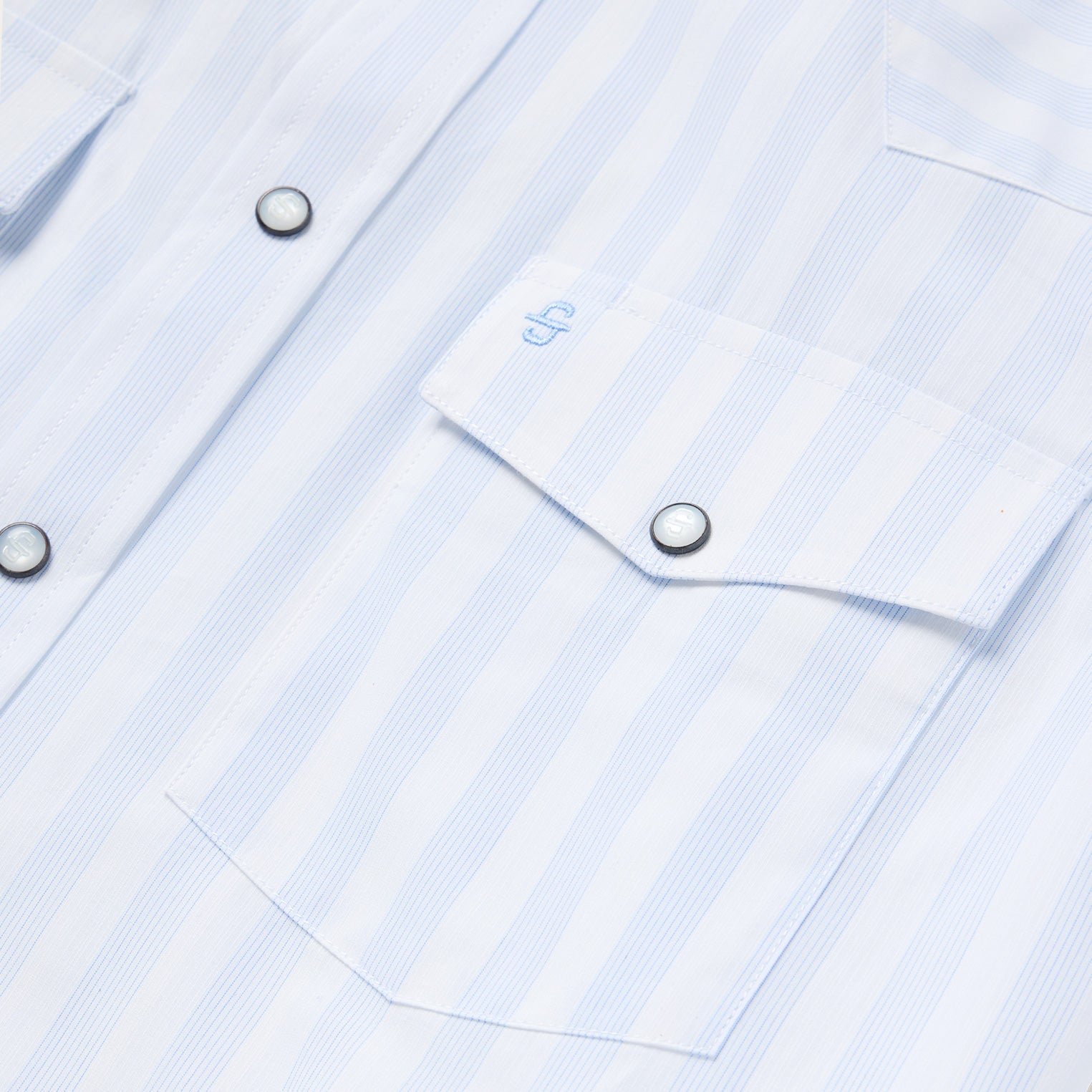 Stripe Oxford Western Shirt White W/ Blue Stripe | Stetson