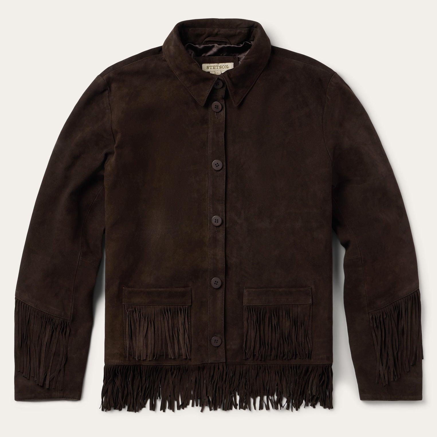 Two Pocket Fringe Suede Jacket Brown | Stetson