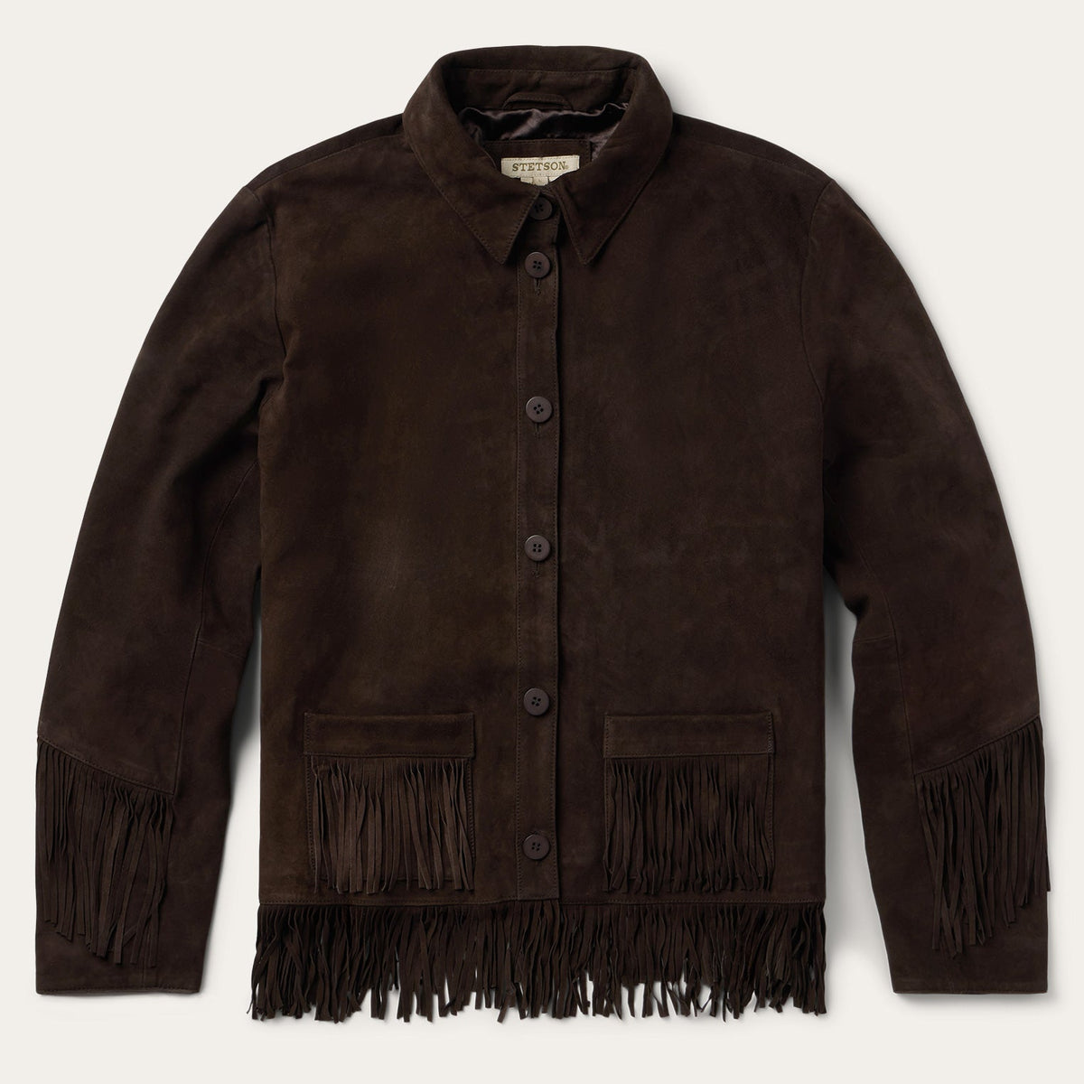 Two Pocket Fringe Suede Jacket Brown | Stetson