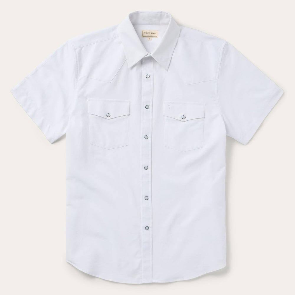 White Oxford Short Sleeve Western Shirt White | Stetson