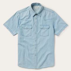 Chambray Oxford Short Sleeve Western Shirt Blue | Stetson