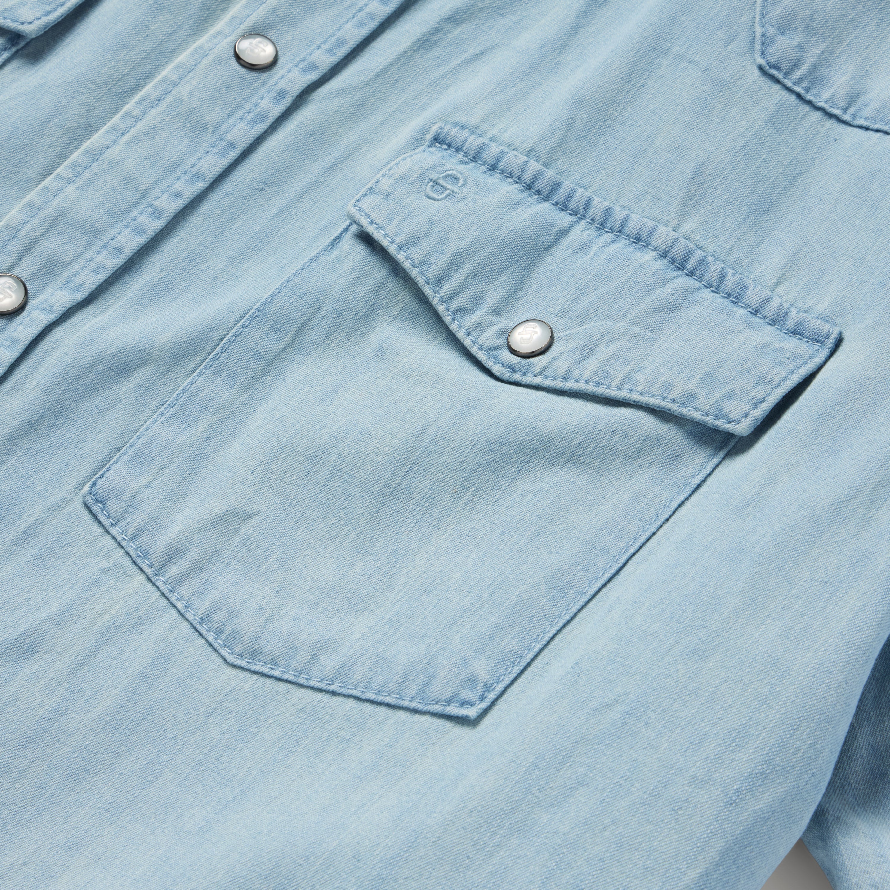 Chambray Oxford Short Sleeve Western Shirt Blue | Stetson