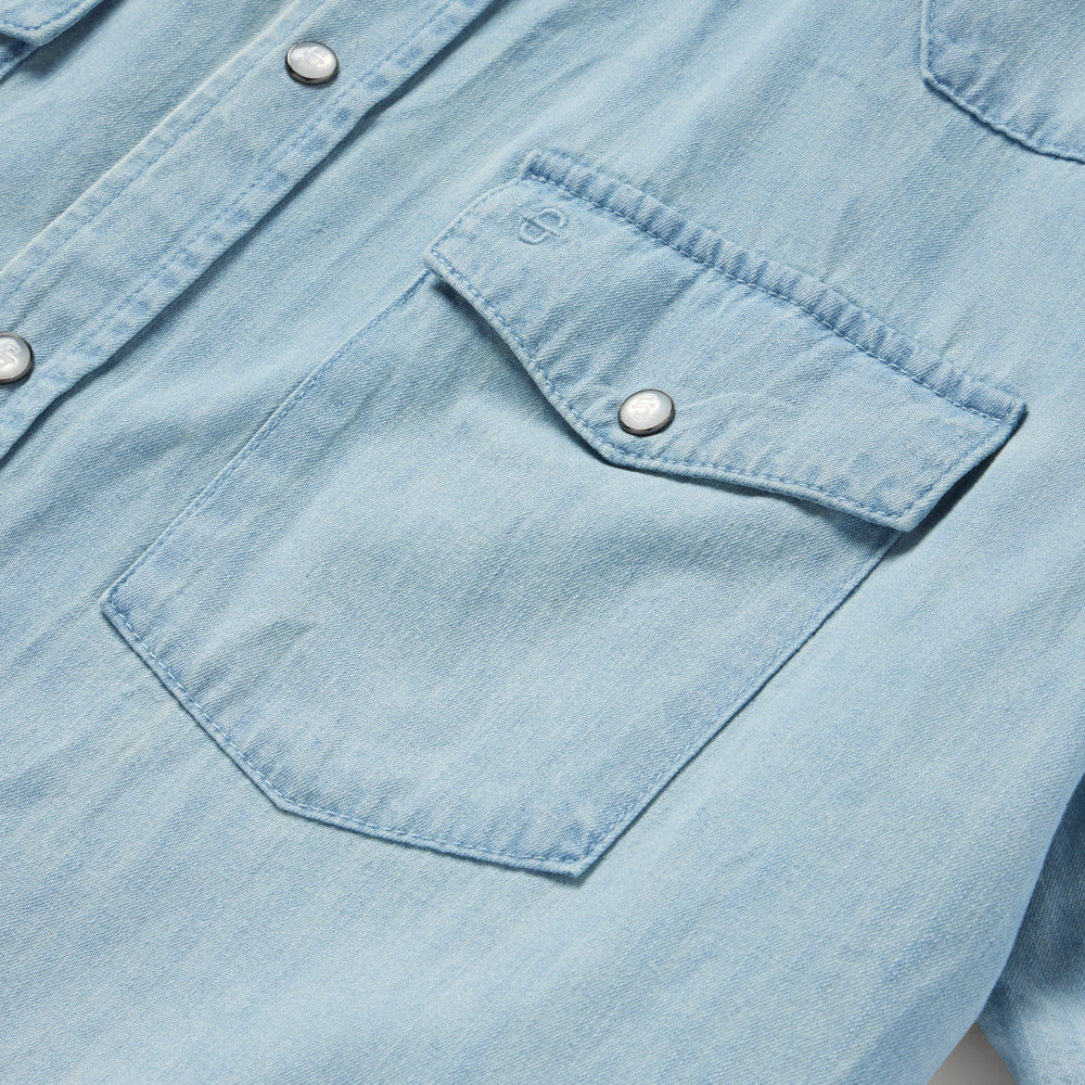 Chambray Oxford Short Sleeve Western Shirt Blue | Stetson