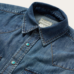 Turquoise Snap Short Sleeve Denim Shirt Blue | Stetson