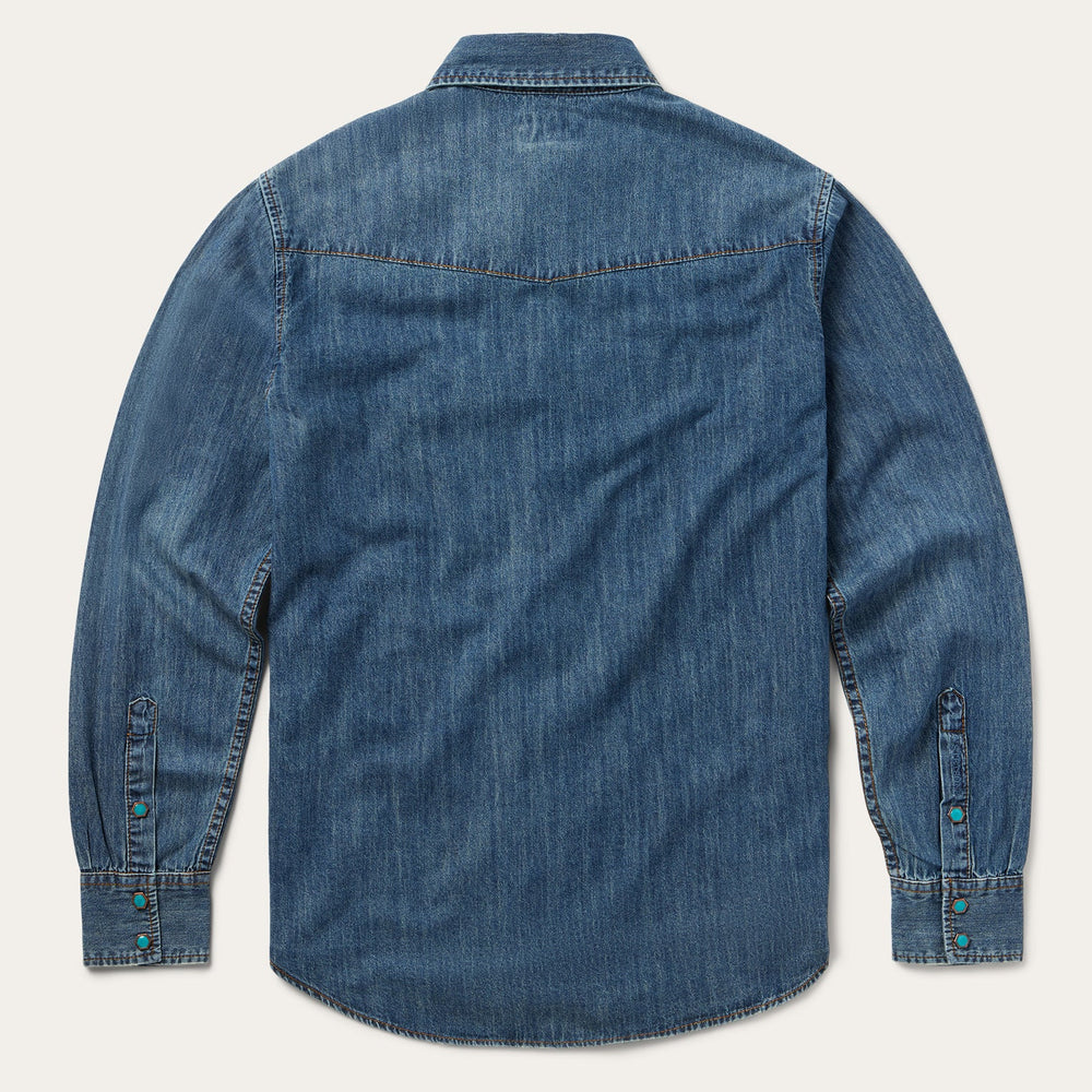 Turquoise Snap Lightweight Denim Shirt Blue | Stetson