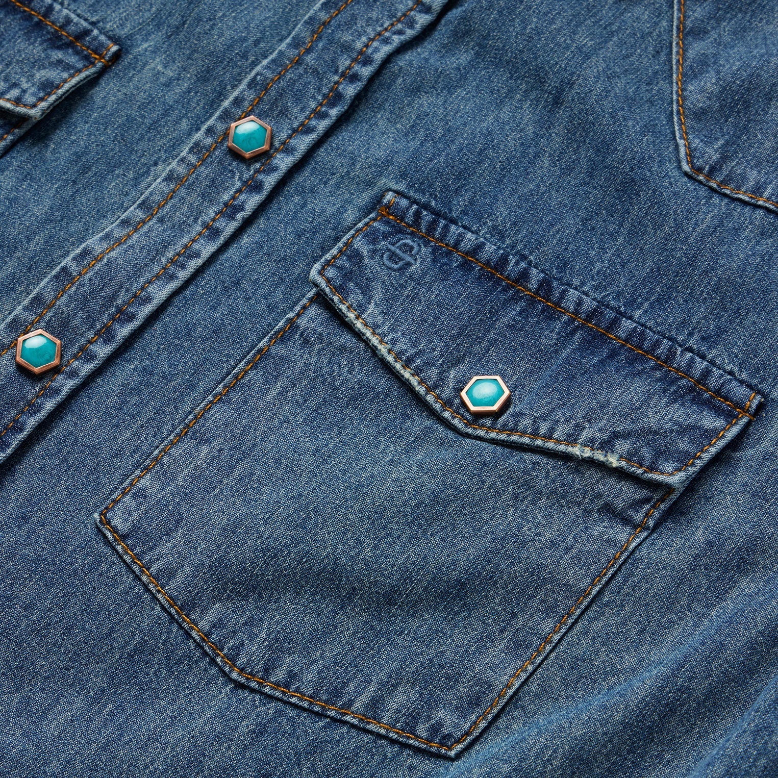 Turquoise Snap Lightweight Denim Shirt Blue | Stetson
