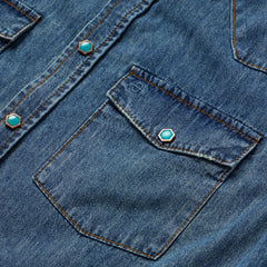 Turquoise Snap Lightweight Denim Shirt Blue | Stetson