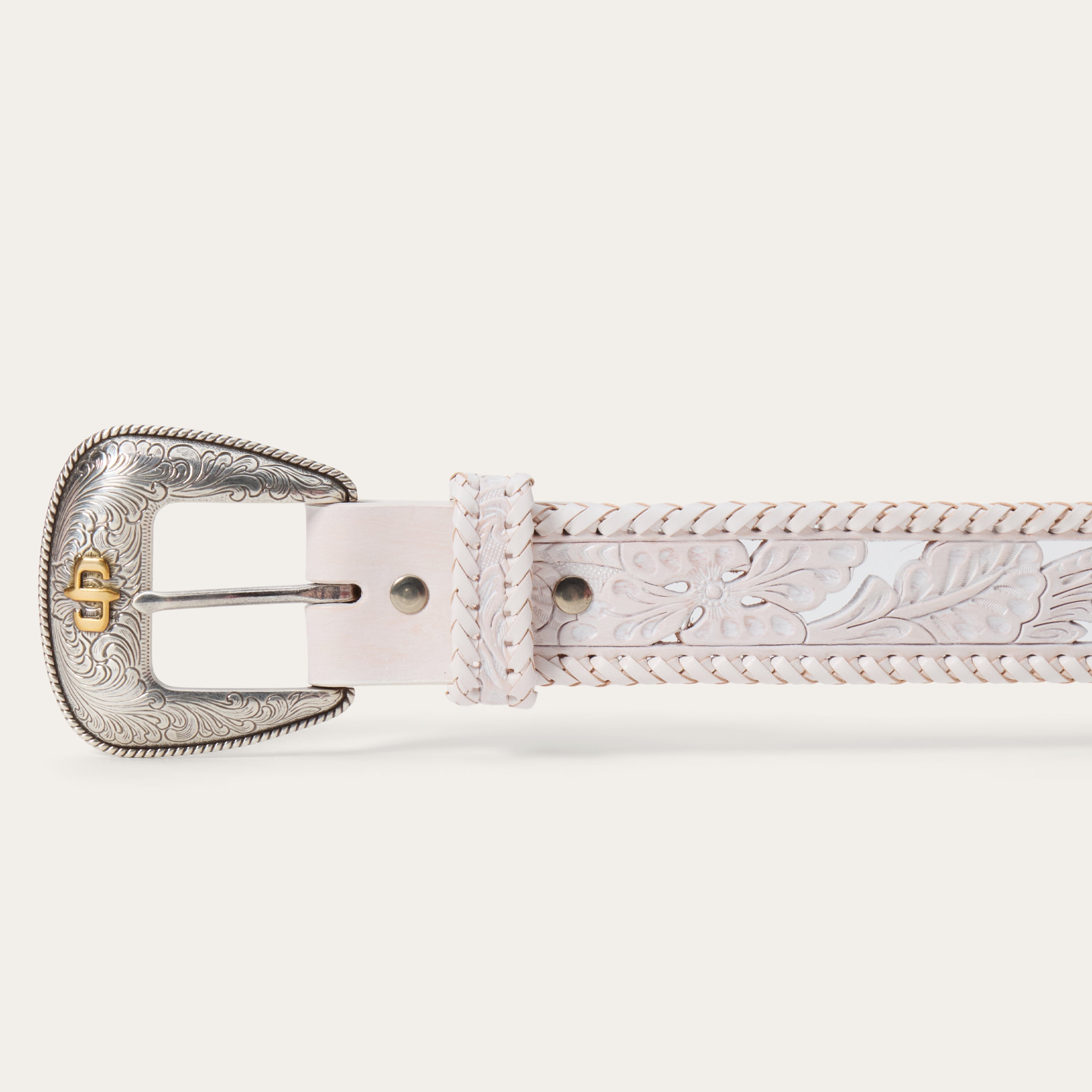 Tooled Laced Edge Belt White | Stetson