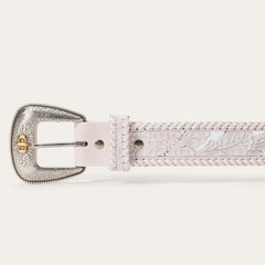 Tooled Laced Edge Belt White | Stetson