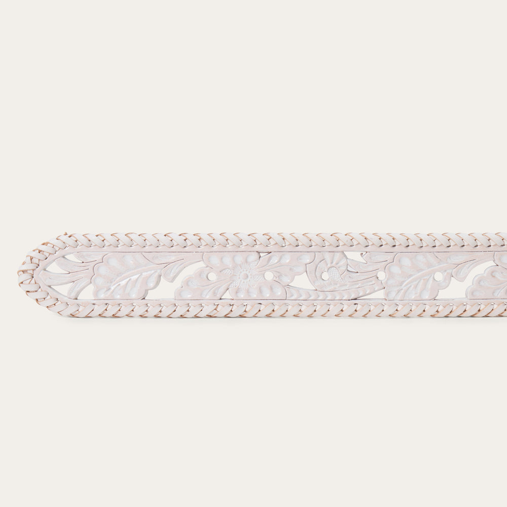 Tooled Laced Edge Belt White | Stetson