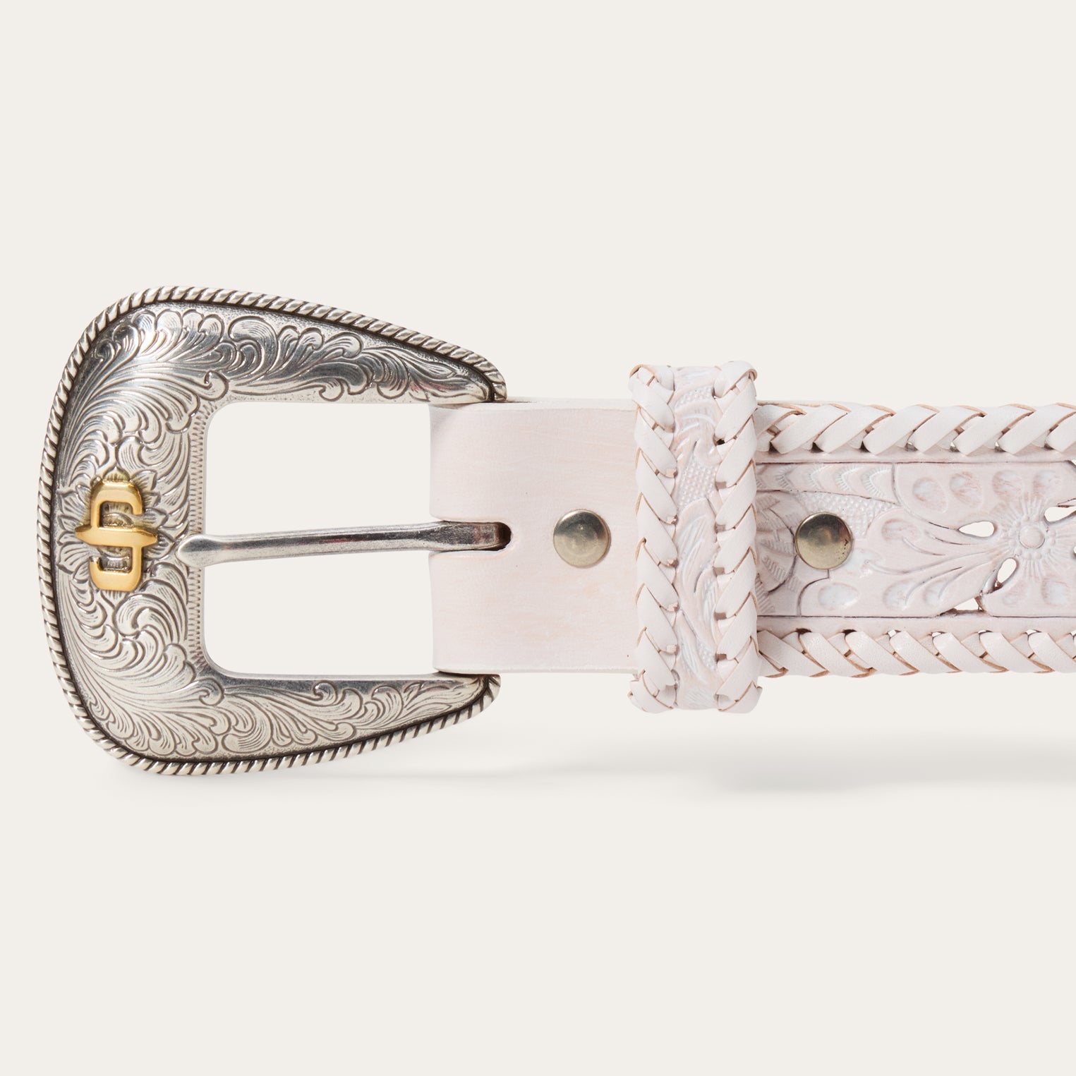 Tooled Laced Edge Belt White | Stetson