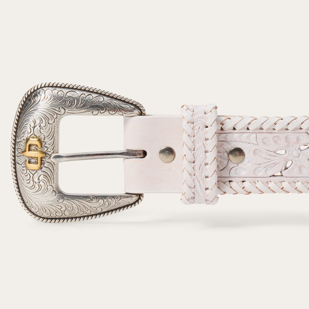 Tooled Laced Edge Belt White | Stetson