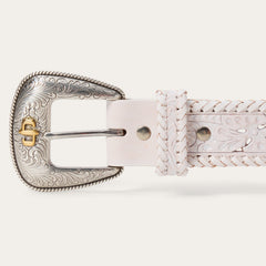 Tooled Laced Edge Belt White | Stetson