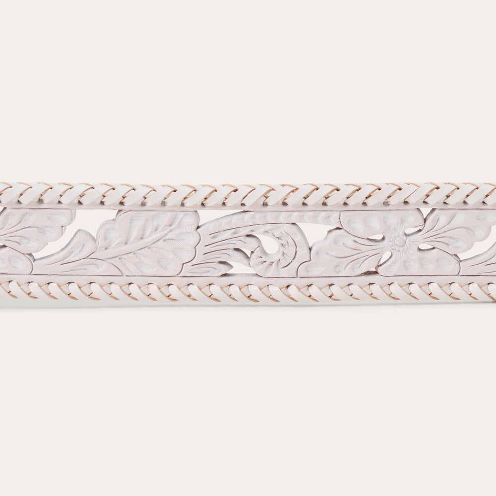 Tooled Laced Edge Belt White | Stetson