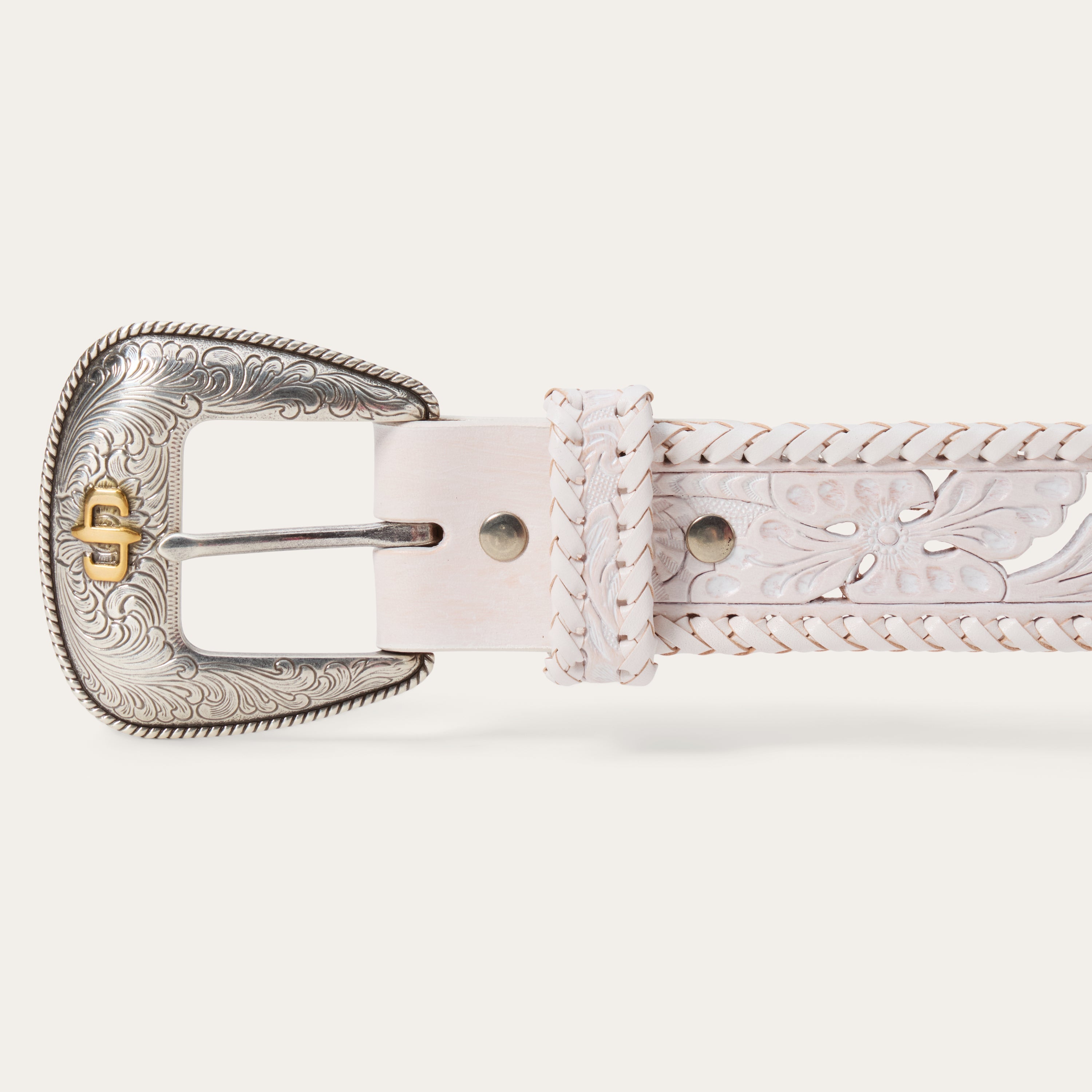 Tooled Laced Edge Belt White | Stetson