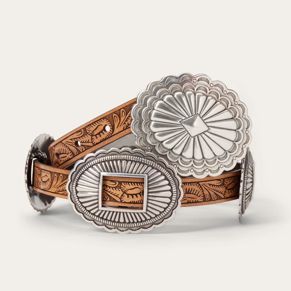 Southwestern Tooled Concho Belt Brown | Stetson