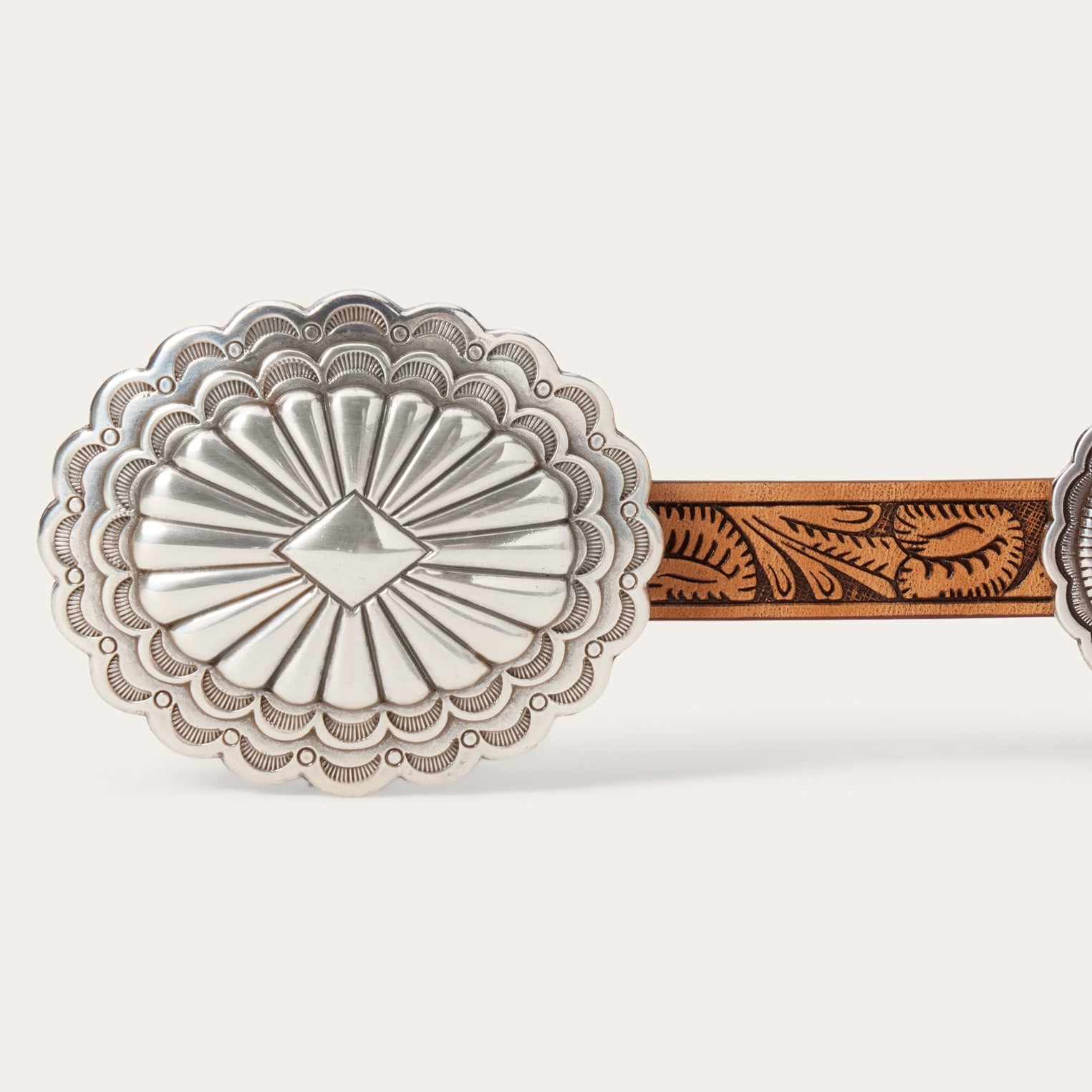 Southwestern Tooled Concho Belt Brown | Stetson
