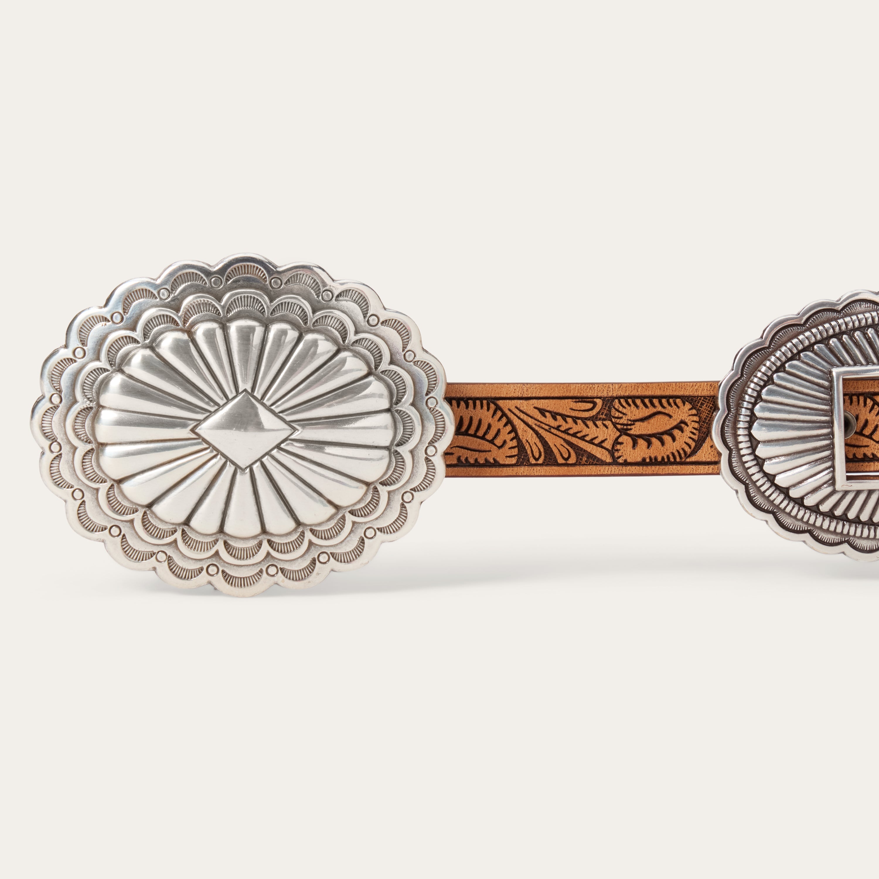 Southwestern Tooled Concho Belt Brown | Stetson