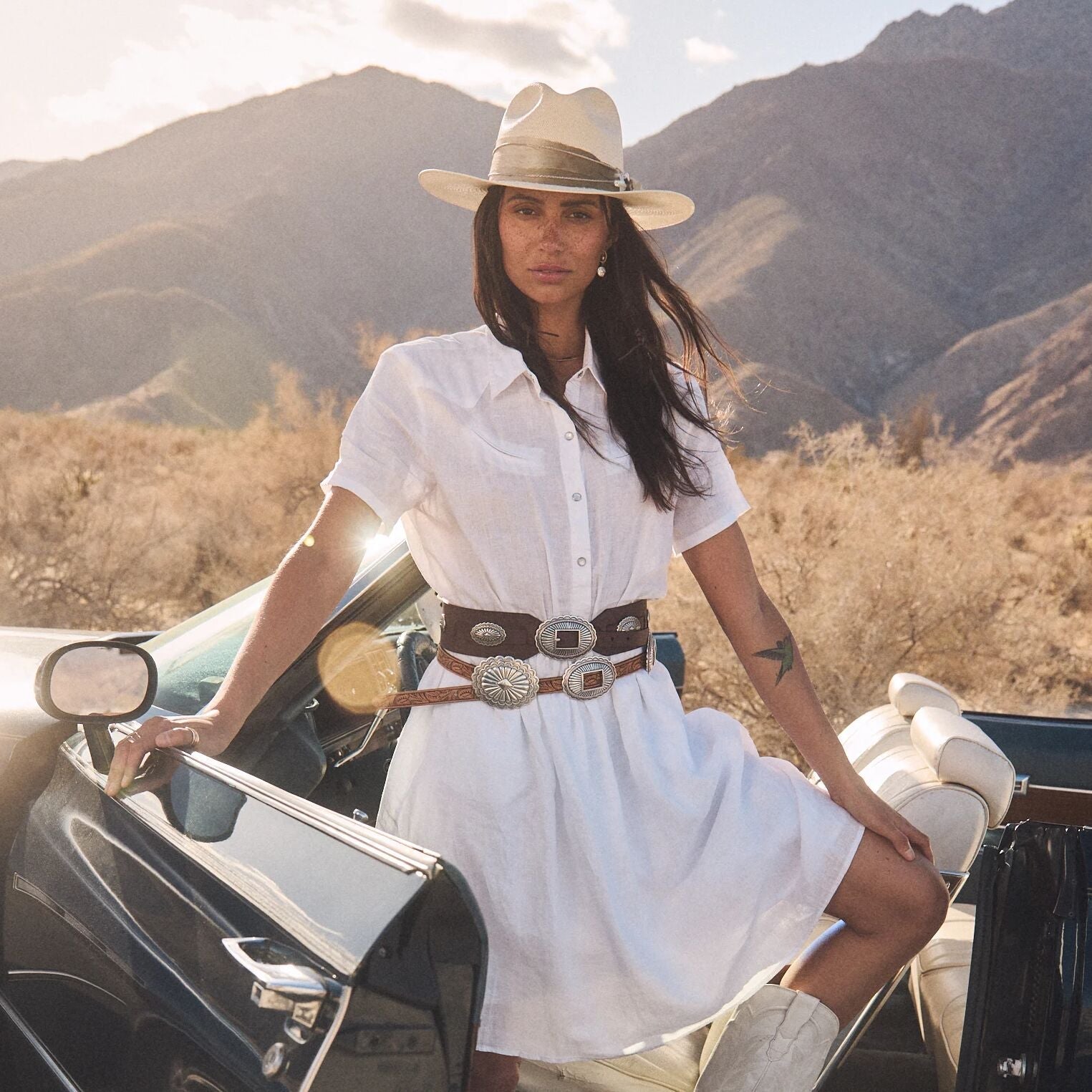 Southwestern Concho Wide Belt Brown | Stetson