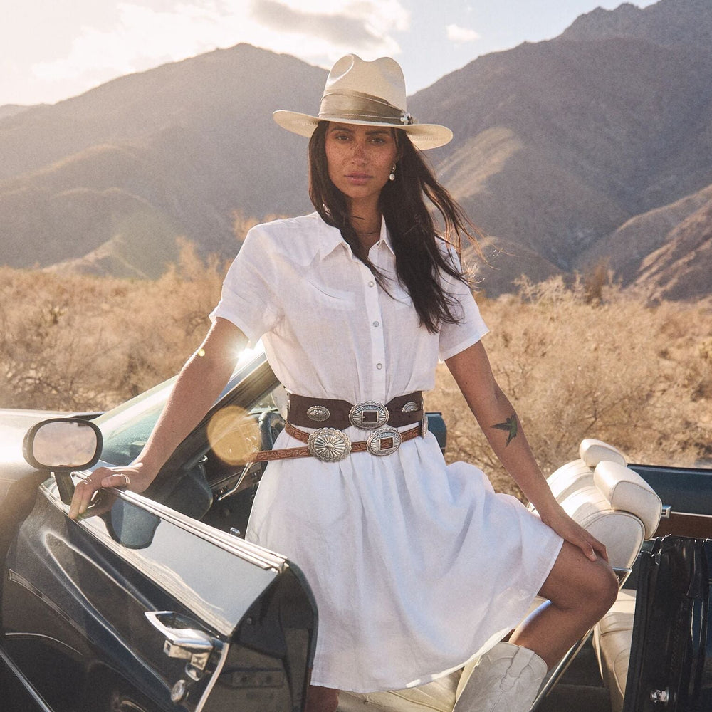 Southwestern Concho Wide Belt Brown | Stetson