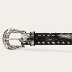 Hair-On-Hide Laced Belt Black / White | Stetson