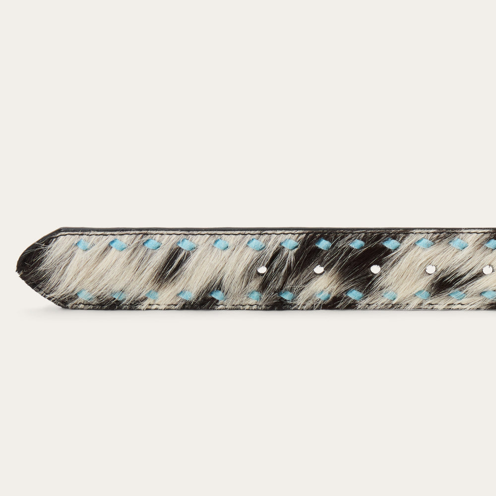 Hair-On-Hide Laced Belt Black / White | Stetson