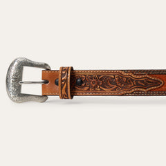Tooled Tab Embroidered Belt Tan | Stetson