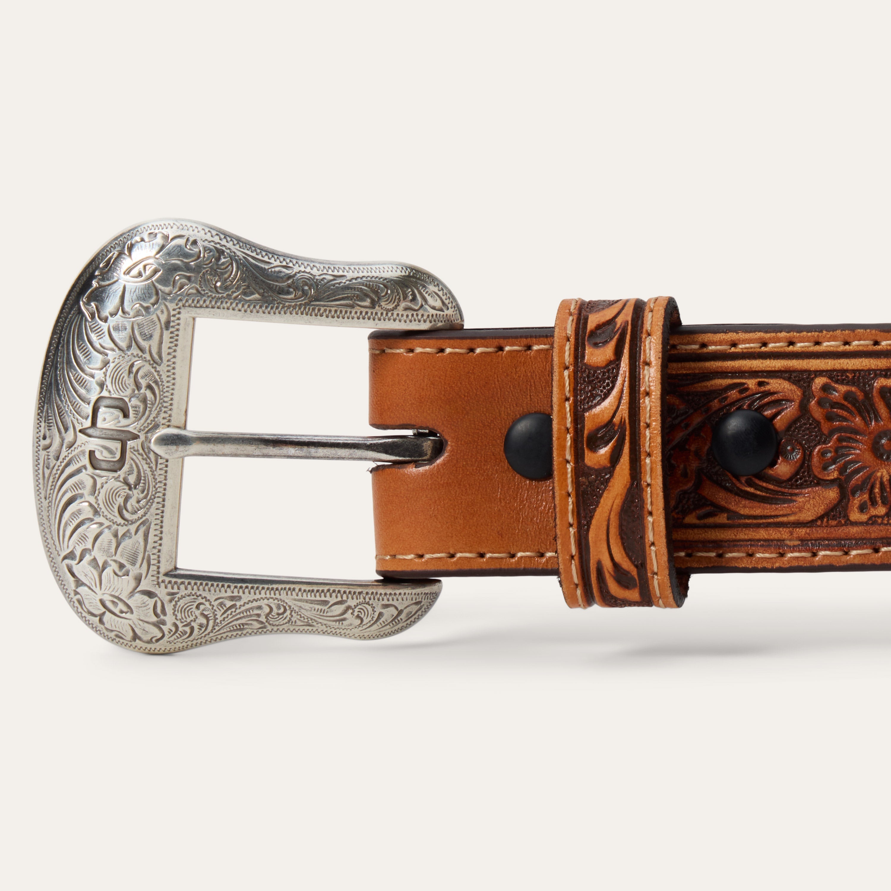 Tooled Tab Embroidered Belt Tan | Stetson