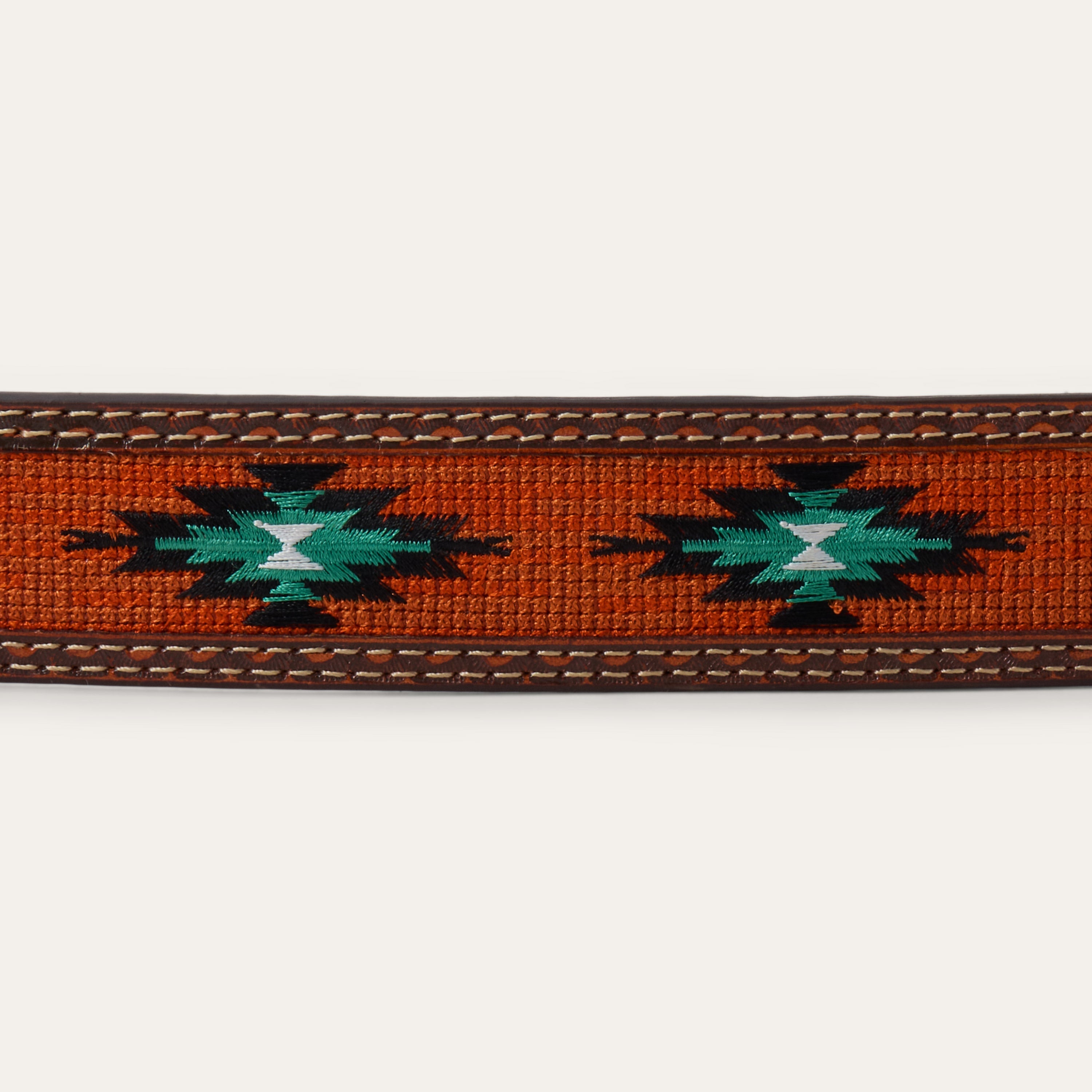 Tooled Tab Embroidered Belt Tan | Stetson