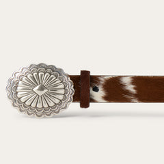 Hair-On-Hide Southwestern Buckle Belt Brown / White | Stetson